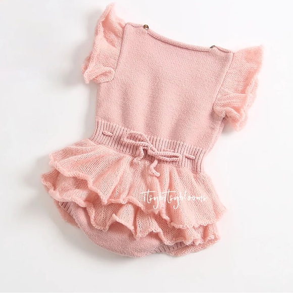 ashmi & co Other - Ashmi & Co. Pink Ruffled Baby knitted onesie Dress